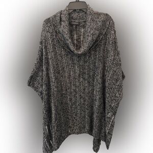 Lane Bryant Cowl Neck Poncho Charcoal Open Knit NWOT One Size 14-20
